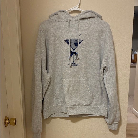 Gray Hoodie with Blue Graphic Design - Picture 2 of 6